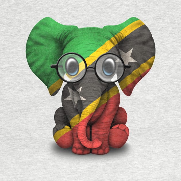 Baby Elephant with Glasses and Saint Kitts Flag by jeffbartels